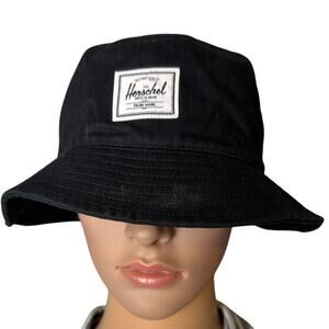 Herschel Supply Co Norman Bucket Hat Black 100% Cotton Twill Logo Patch S/M